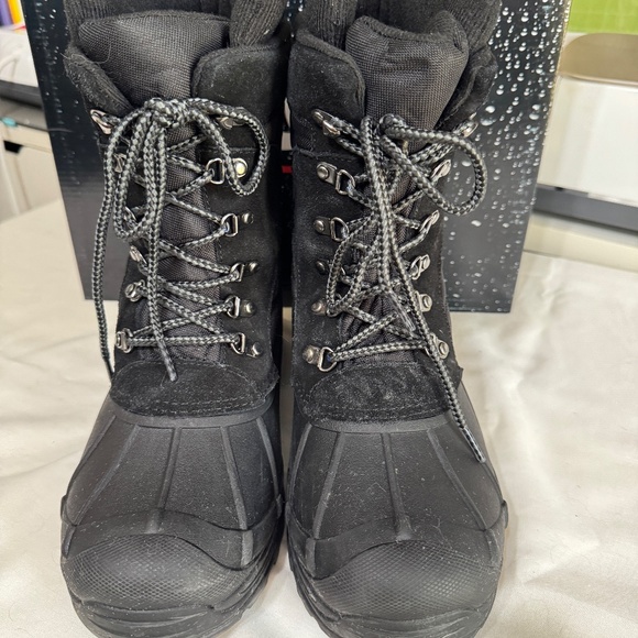 Mens Totes Briggs Black Waterproof Snow Boots, Size 9 w/ original box - Picture 4 of 11